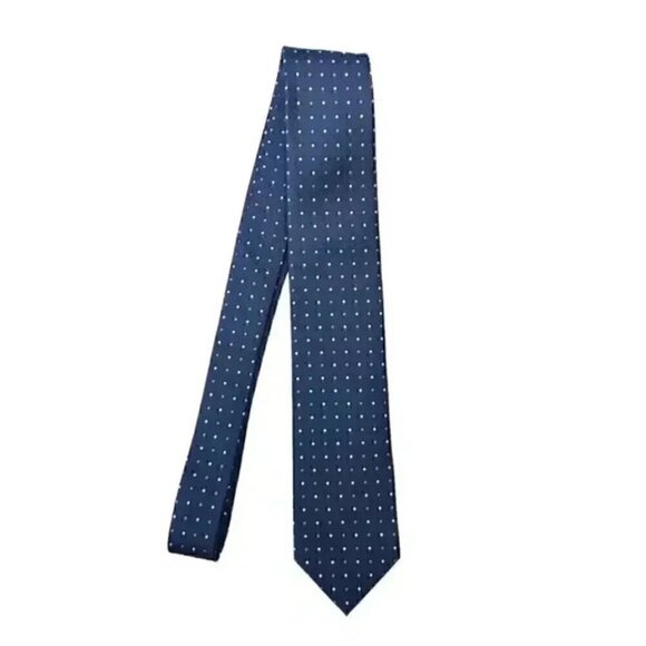 Perry Ellis Premium Silk Tie Blue Polka Dot Print - Picture 4 of 7
